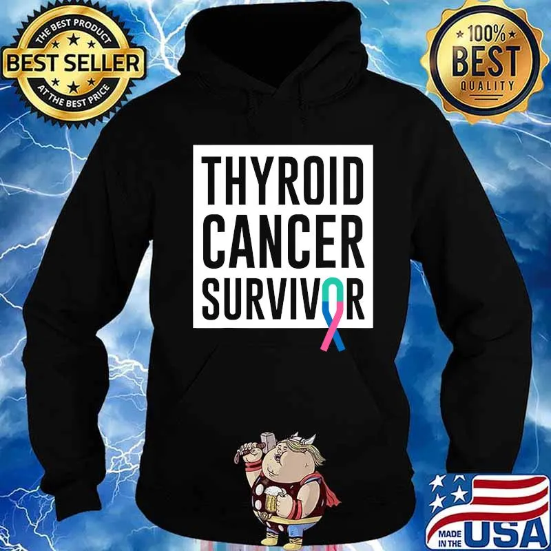 Thyroid Cancer Survivor Blue Pink Awareness Ribbon Shirt Hoodie