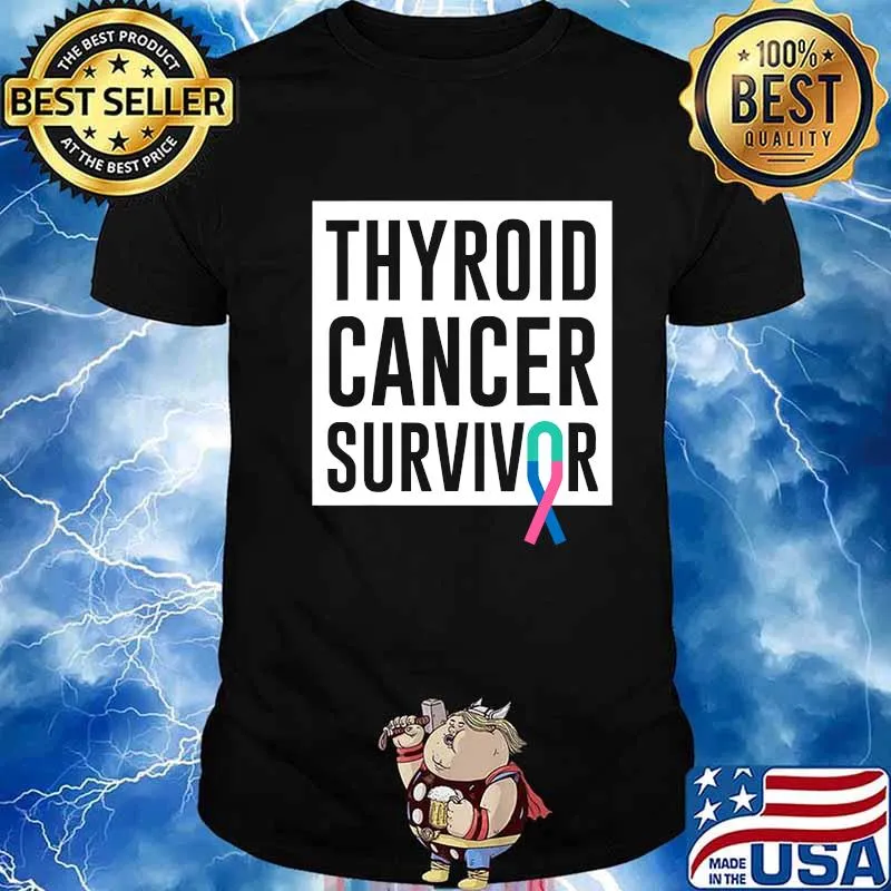 Thyroid Cancer Survivor Blue Pink Awareness Ribbon Shirt