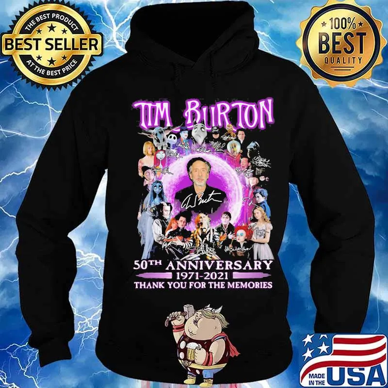 Tim burton 50th anniversary 1971 2021 thank you for the memories signatures s Hoodie