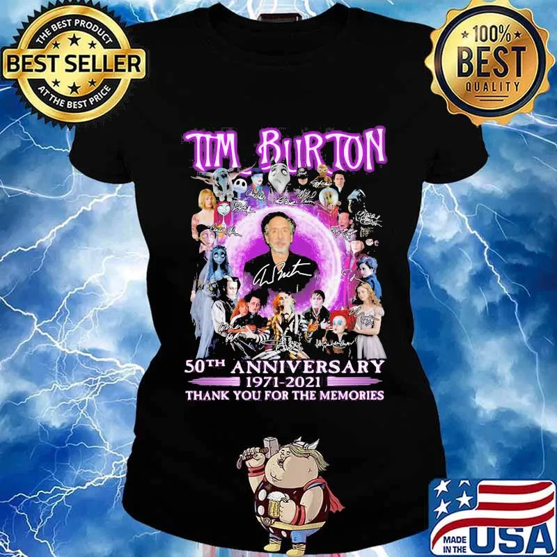 Tim burton 50th anniversary 1971 2021 thank you for the memories signatures s Ladies tee