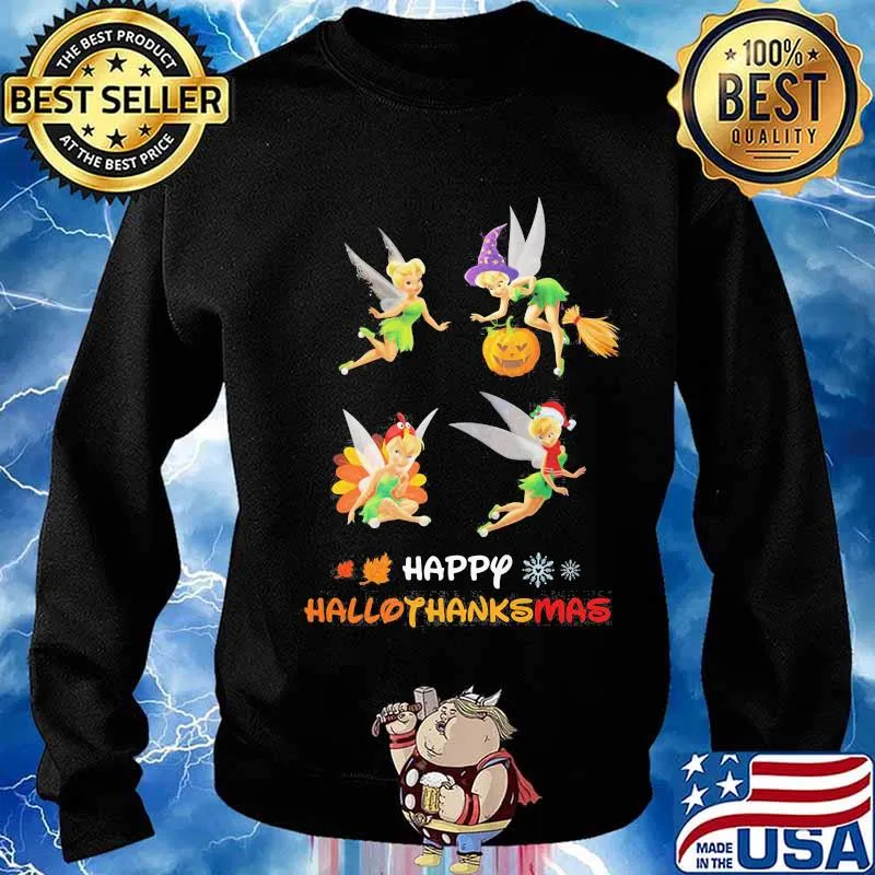 Tinkerbell happy hallothanksmas halloween thanksgiving christmas s Sweater