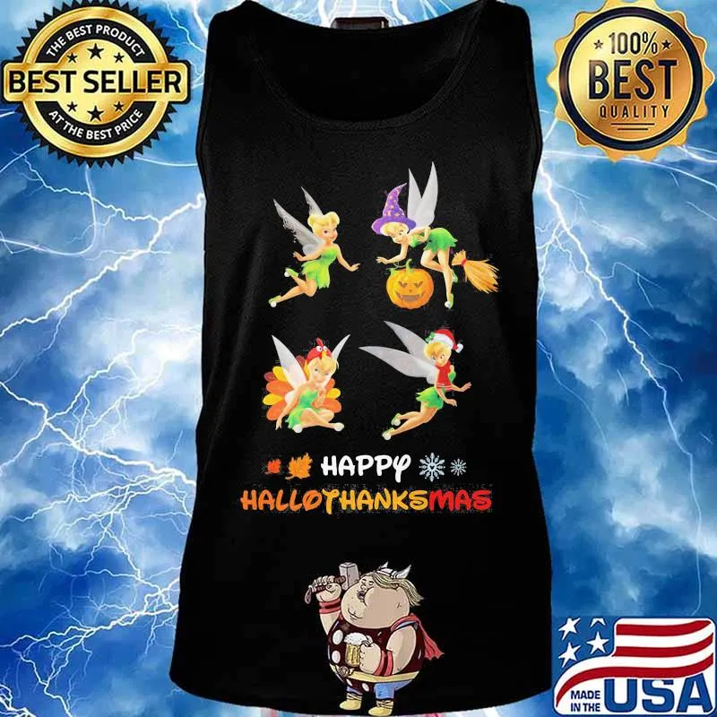 Tinkerbell happy hallothanksmas halloween thanksgiving christmas s Tank top