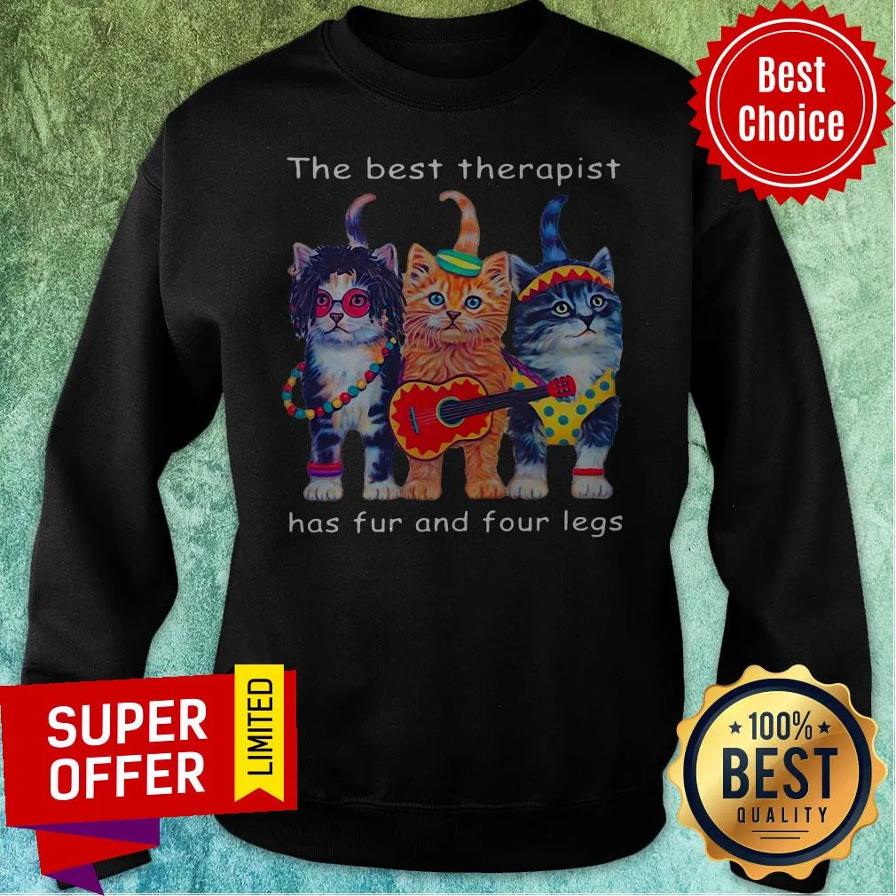 Top Cats The Best Therapist Has Fur And Four Legs Shirt - Image 2