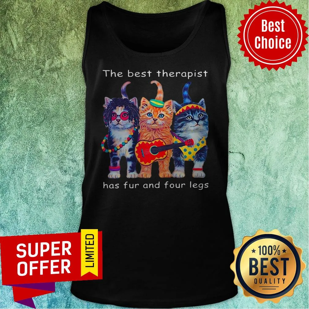Top Cats The Best Therapist Has Fur And Four Legs Shirt - Image 5