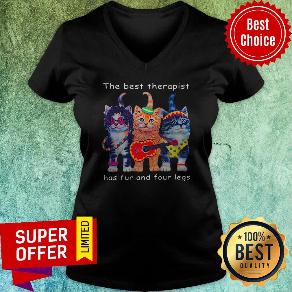 Top Cats The Best Therapist Has Fur And Four Legs Shirt - Image 4