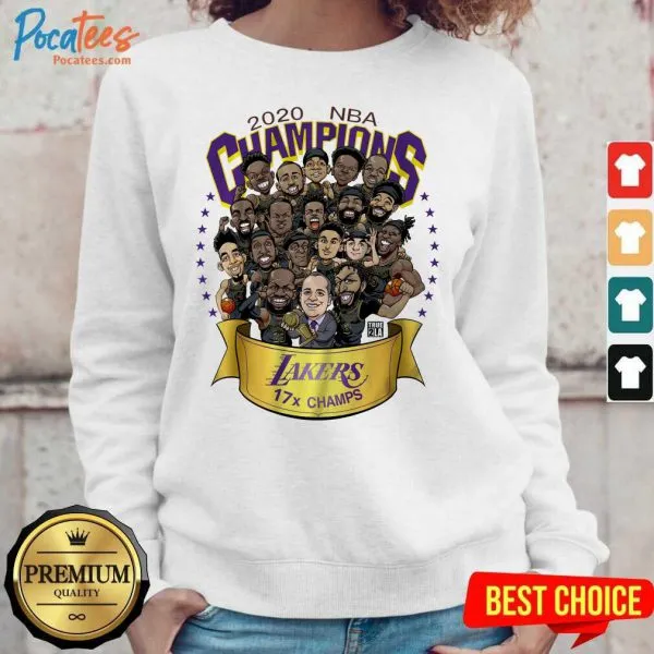 Top Good 2020 Nba Champions Los Angeles Lakers 17 Champs Cartoon Shirt - Image 5