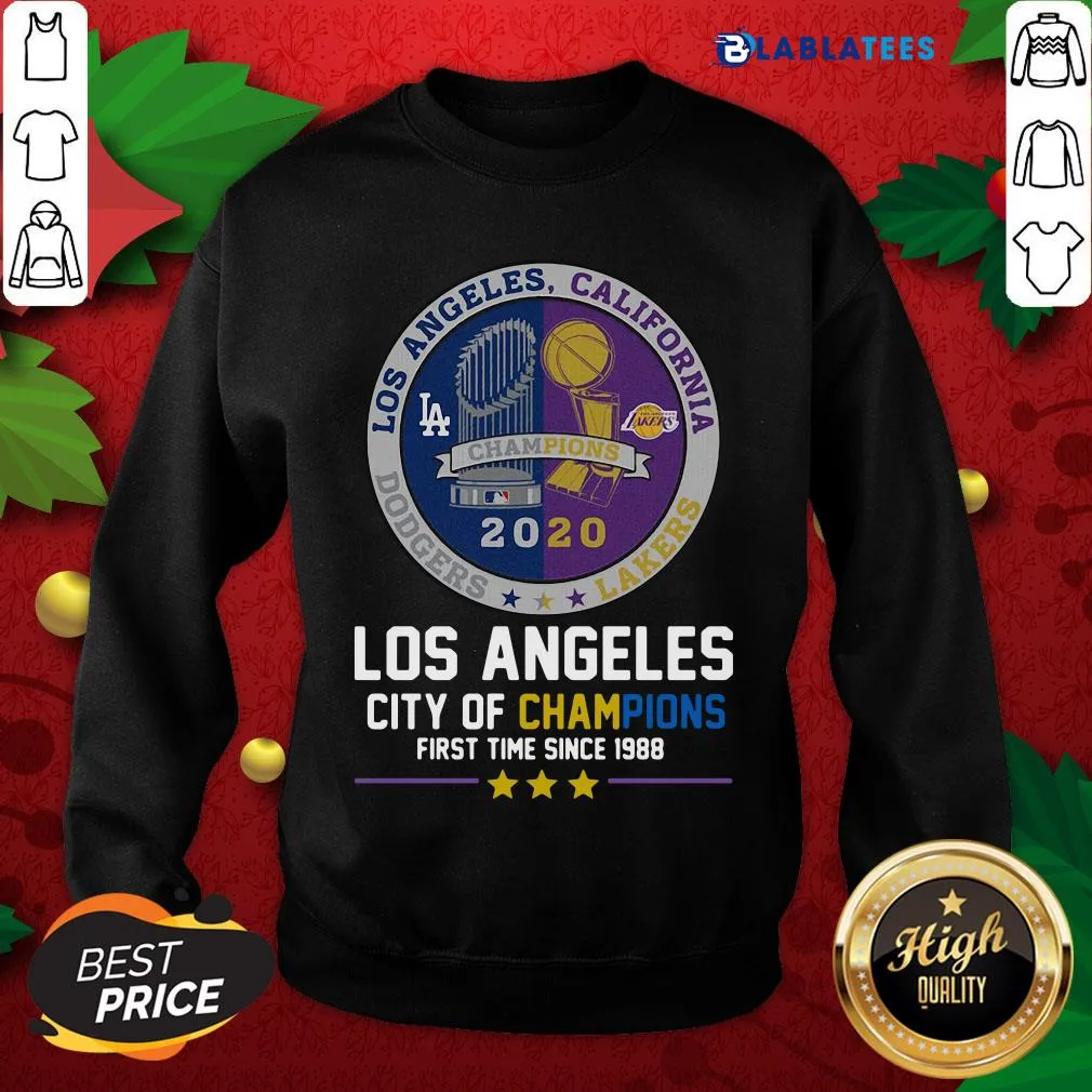 Top Los Angeles Dodgers And Los Angeles Lakers California City Of Champions First Time Since 1988 Shirt - Image 3