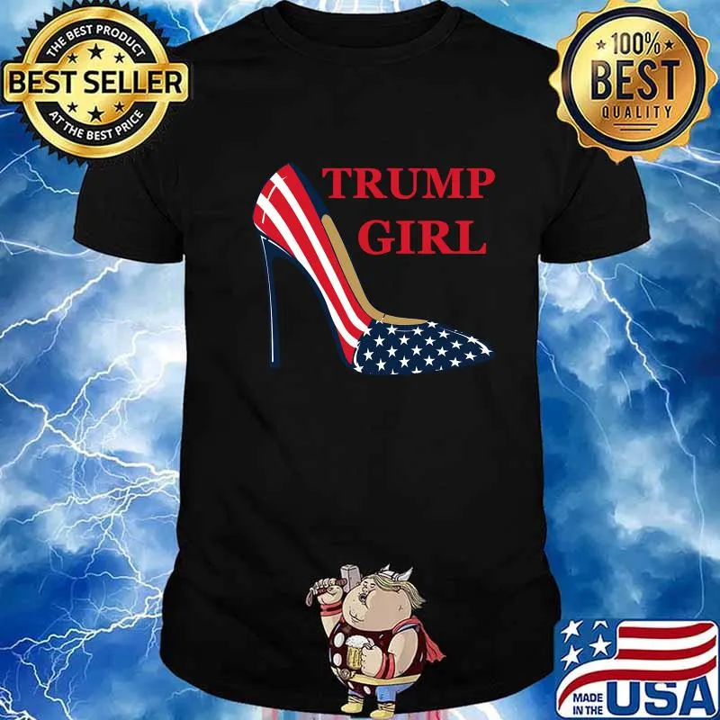 Trump Girl High Heel Patriotic American Flag Shirt