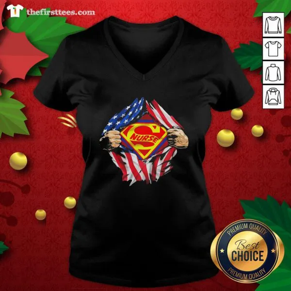 Nice Blood Inside Me Super Nurse American Flag Shirt - Image 3