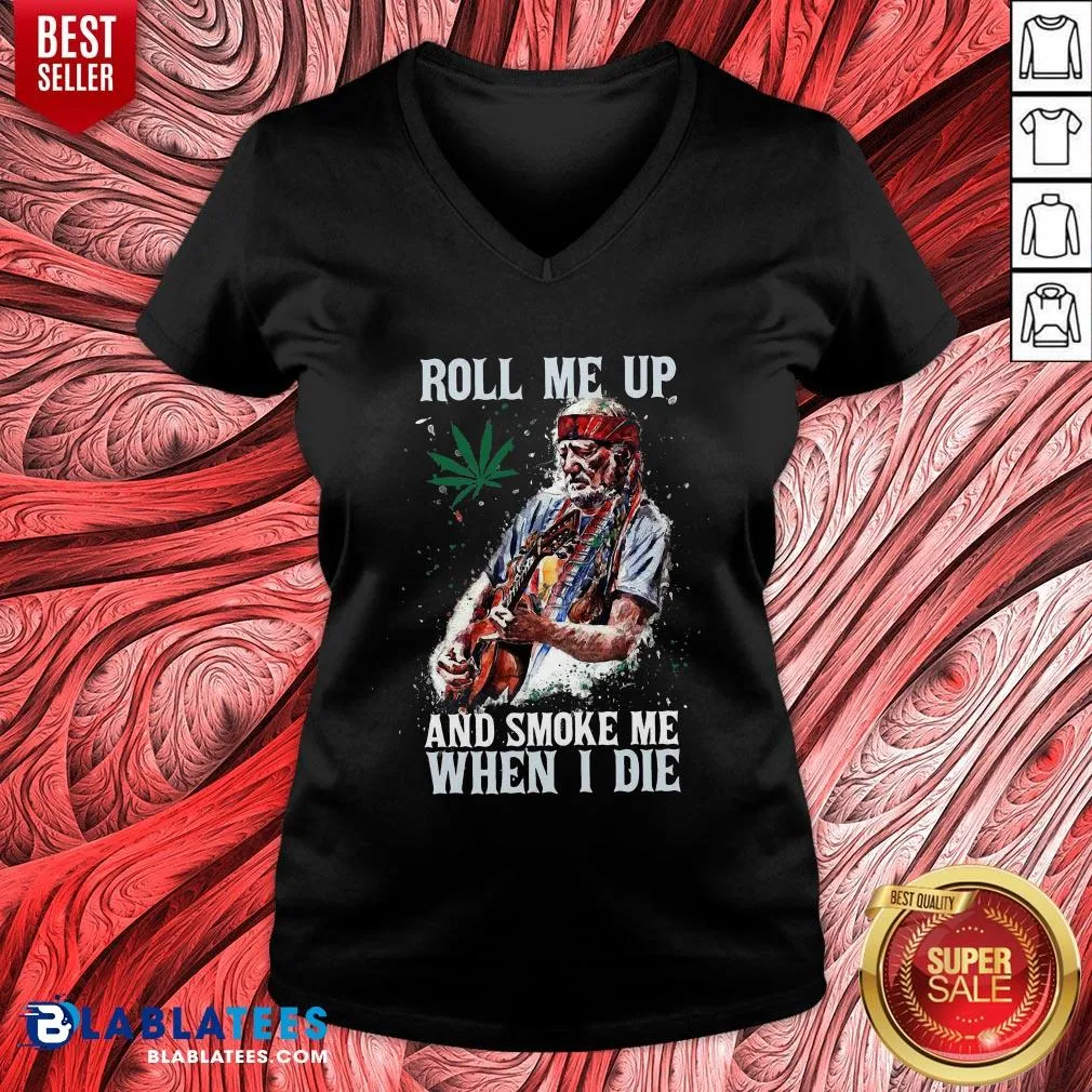 Pretty Willie Nelson Guitar Roll Me Up And Smoke Me When I Die Shirt - Image 3