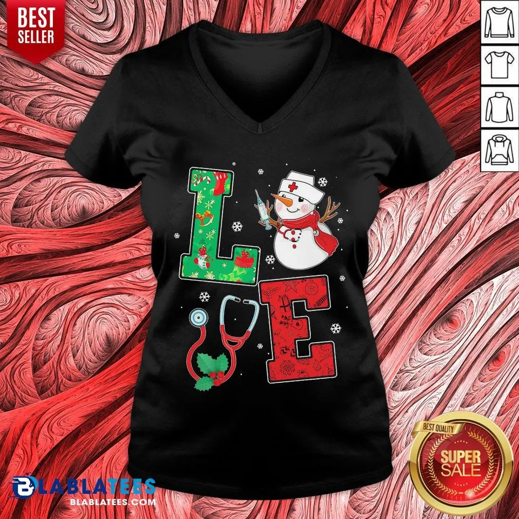 Original Nurse Snowman Love Christmas Shirt - Image 3