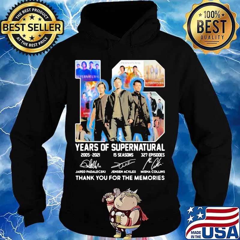 16 years of Supernatural 2005-2021 thank you for the memories signature s Hoodie