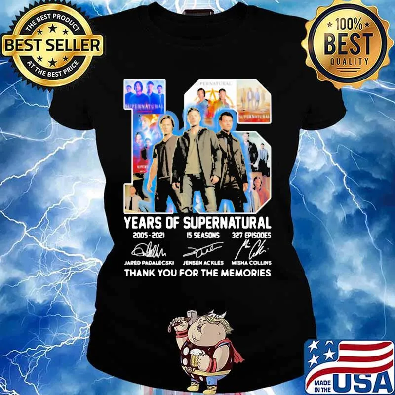 16 years of Supernatural 2005-2021 thank you for the memories signature s Ladies tee