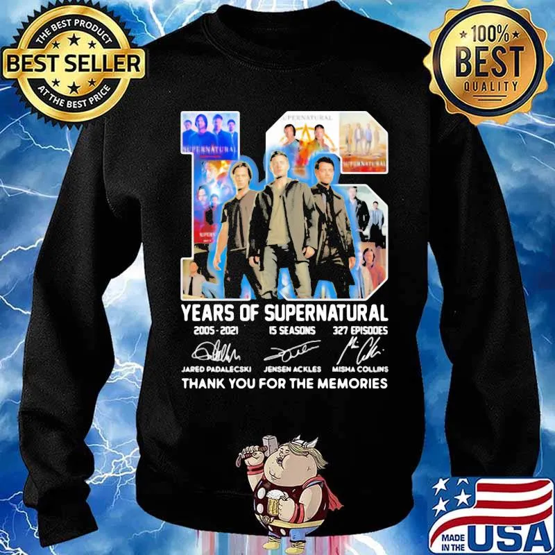 16 years of Supernatural 2005-2021 thank you for the memories signature s Sweater