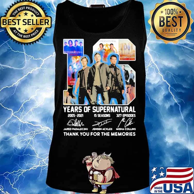 16 years of Supernatural 2005-2021 thank you for the memories signature s Tank top