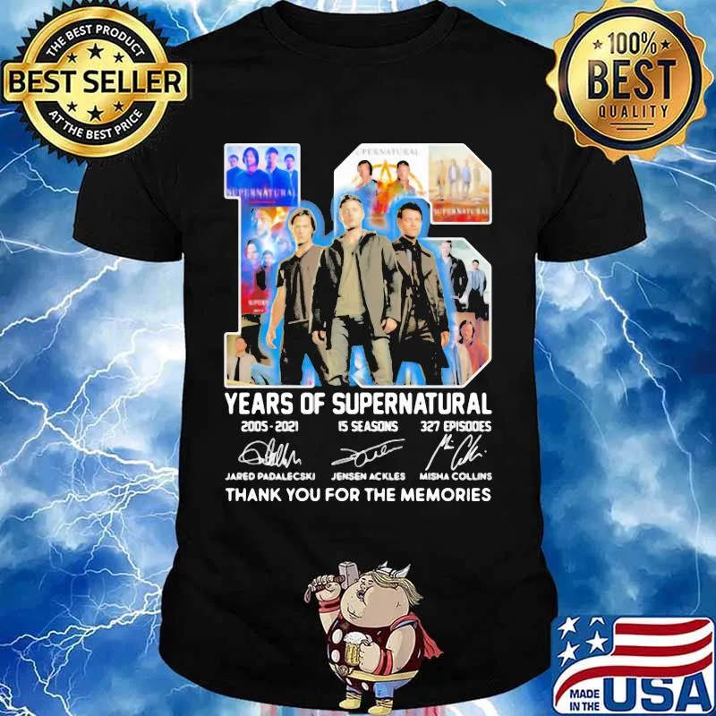 16 years of Supernatural 2005-2021 thank you for the memories signature shirt