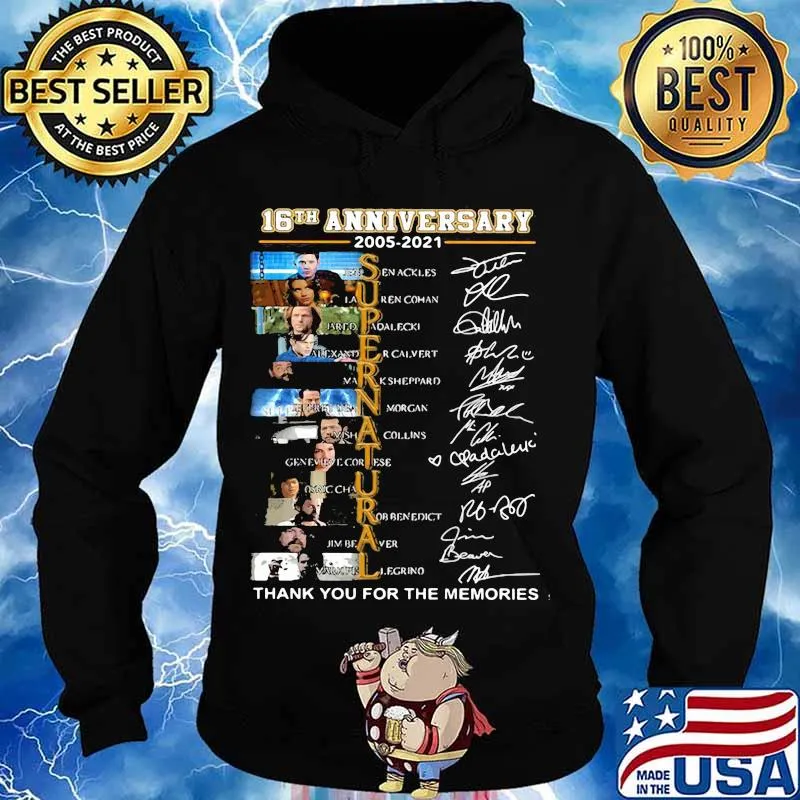 16th anniversary 2005-2021 Supernatural thank you for the memories signature s Hoodie