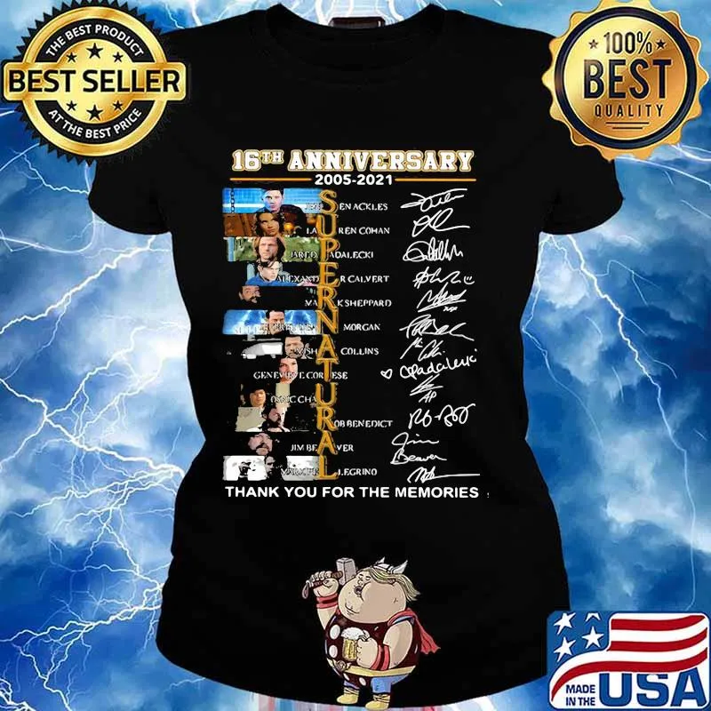 16th anniversary 2005-2021 Supernatural thank you for the memories signature s Ladies tee