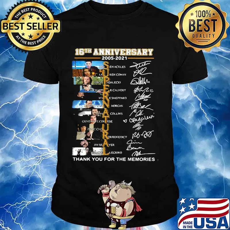 16th anniversary 2005-2021 Supernatural thank you for the memories signature shirt