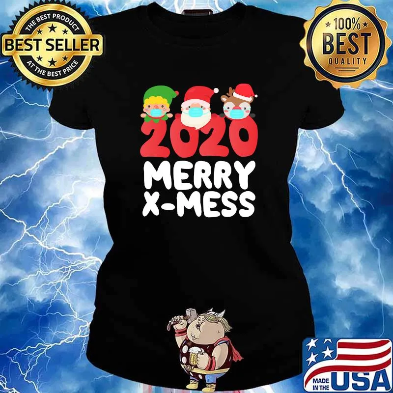 2020 Merry X-Mess Pandemic Quarantine Christmas Mask Covid Shirt Ladies tee