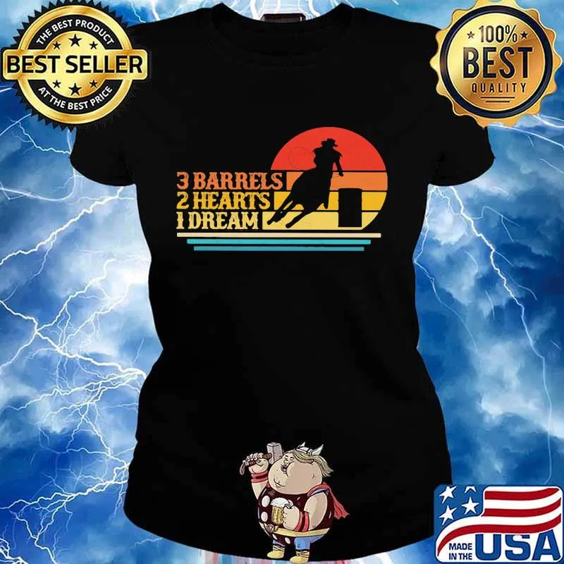 3 Barrels 2 Hearts 1 Dream Racing Horse Sunset Shirt Ladies tee