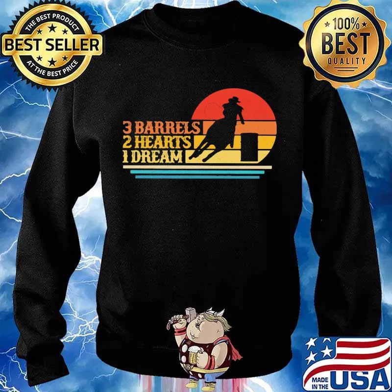 3 Barrels 2 Hearts 1 Dream Racing Horse Sunset Shirt Sweater