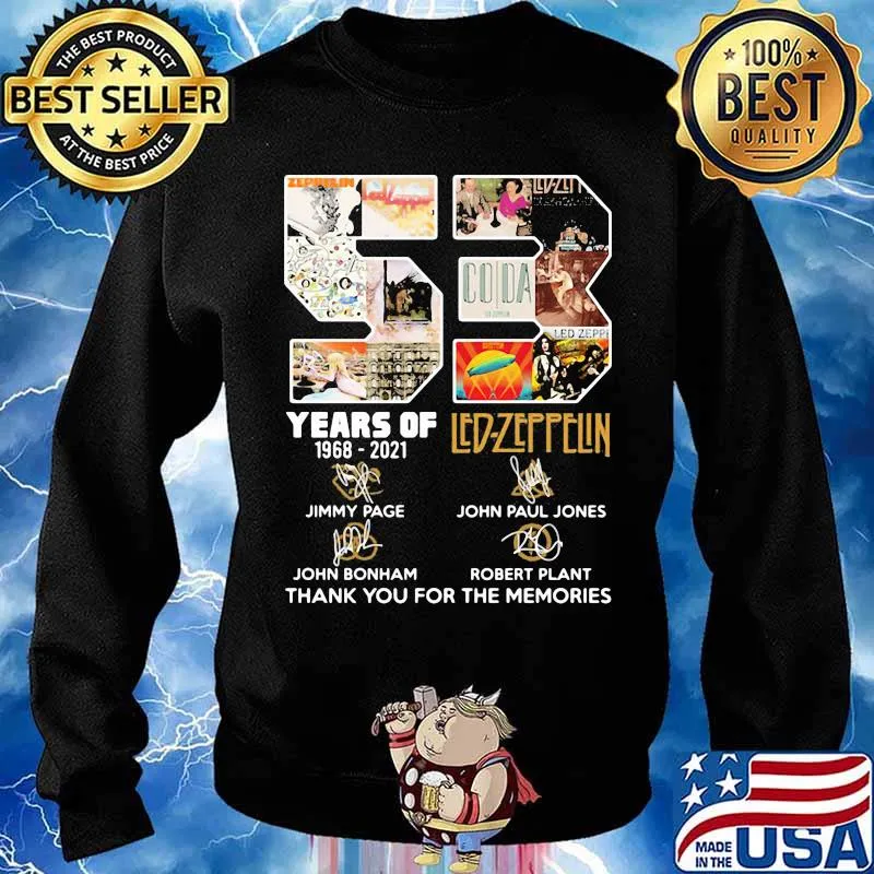 53 Years Of 1968 2021 led Zeppelin Thank You For The Memories Shirt Sweater