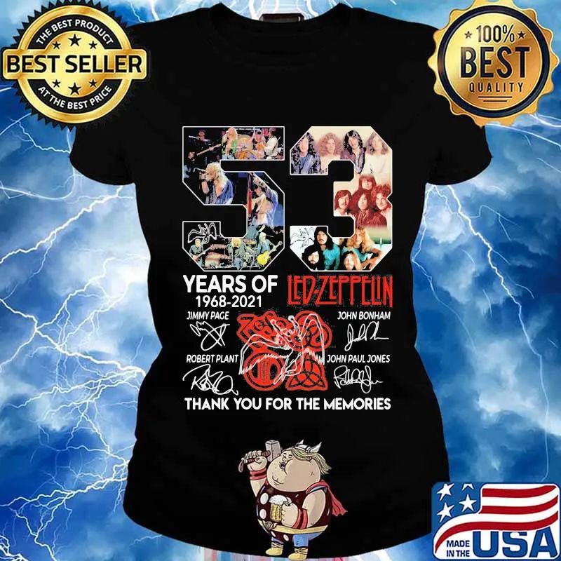 53 Years Of Led Zeppflin 1968 2021 Thank You For The Memories Signuature Shirt Ladies tee