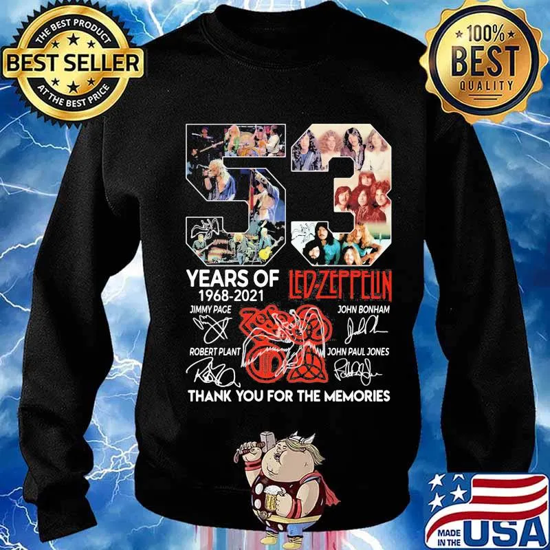 53 Years Of Led Zeppflin 1968 2021 Thank You For The Memories Signuature Shirt Sweater
