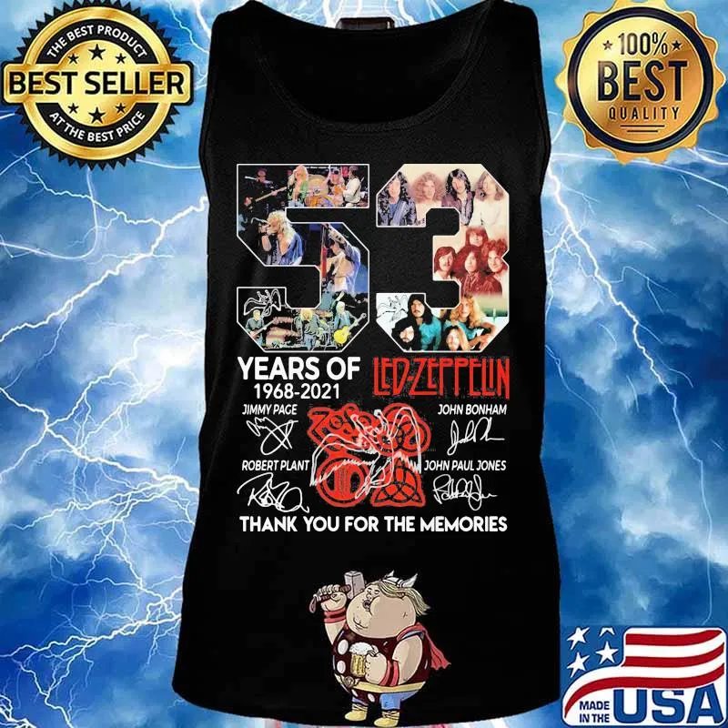 53 Years Of Led Zeppflin 1968 2021 Thank You For The Memories Signuature Shirt Tank top