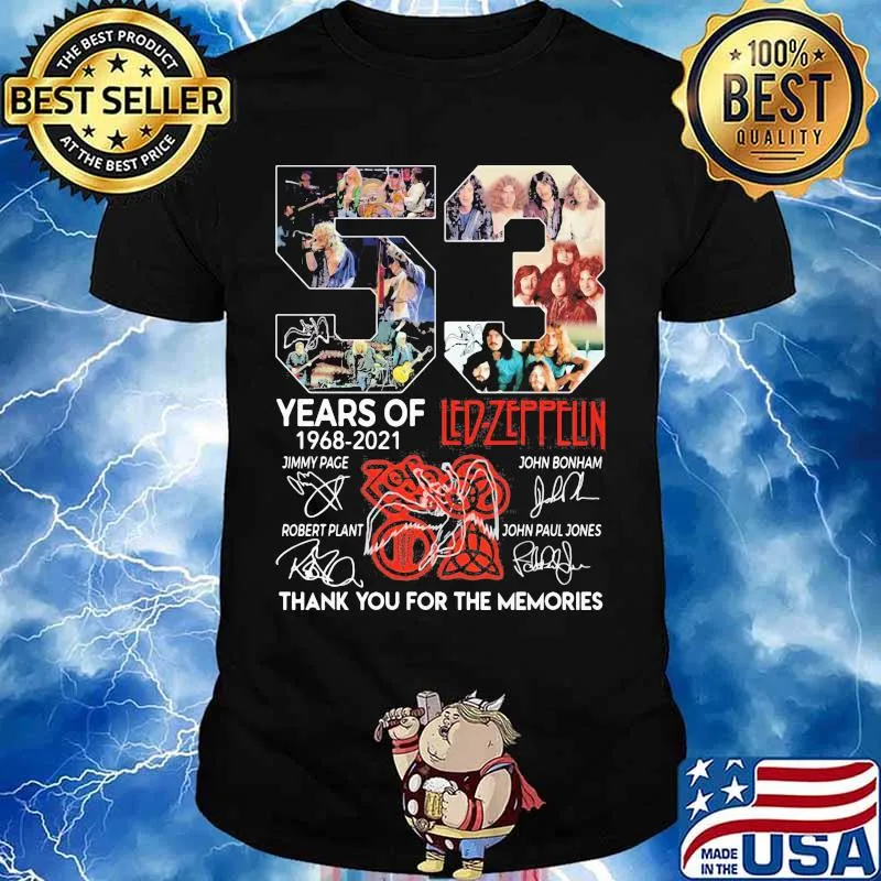 53 Years Of Led Zeppflin 1968 2021 Thank You For The Memories Signuature Shirt