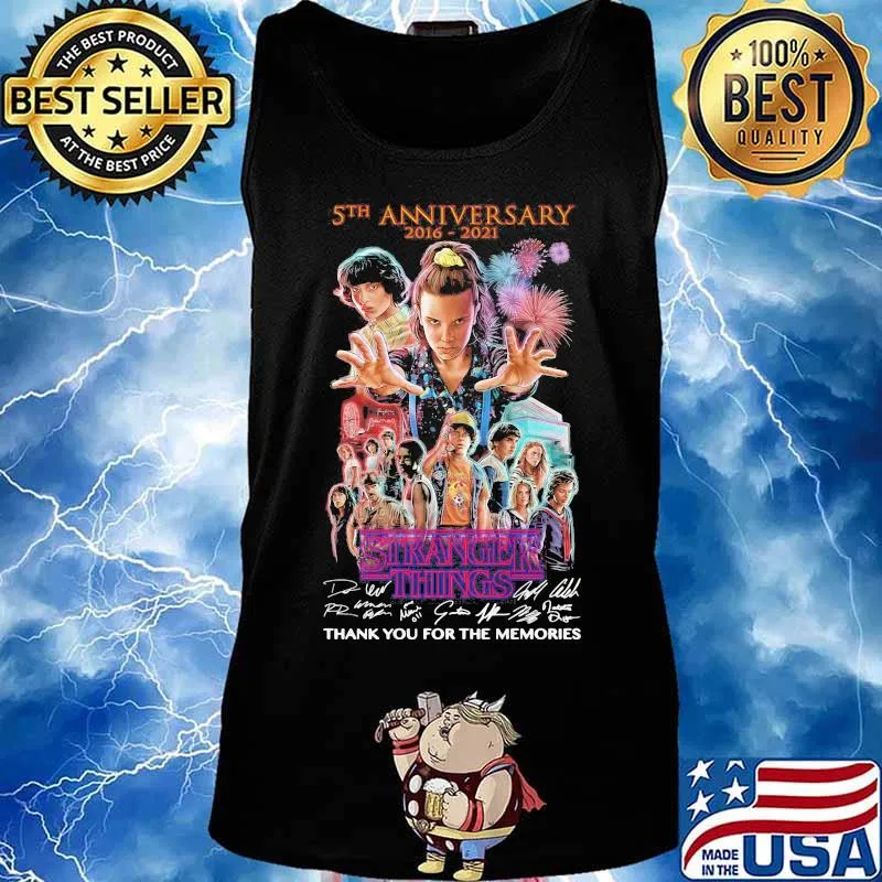 5th Anniversary 2016 2021 Stranger Things Thank You For The Memories Signuature Shirt Tank top
