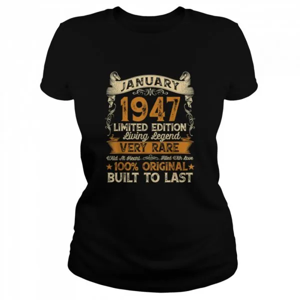 74th Birthday 74 Years Old Retro Vintage January 1947 shirt - Image 2