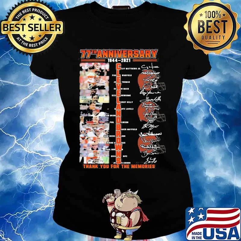 77th Anniversary 1944 2021 Cleveland Browns Thank You For The Memories Signature Shirt Ladies tee