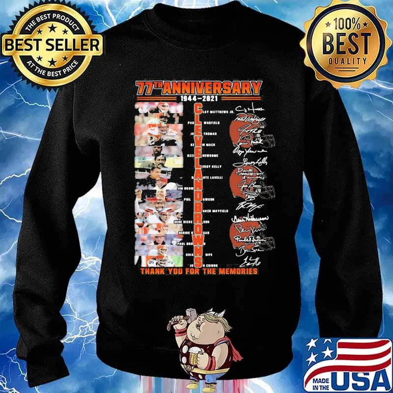 77th Anniversary 1944 2021 Cleveland Browns Thank You For The Memories Signature Shirt Sweater