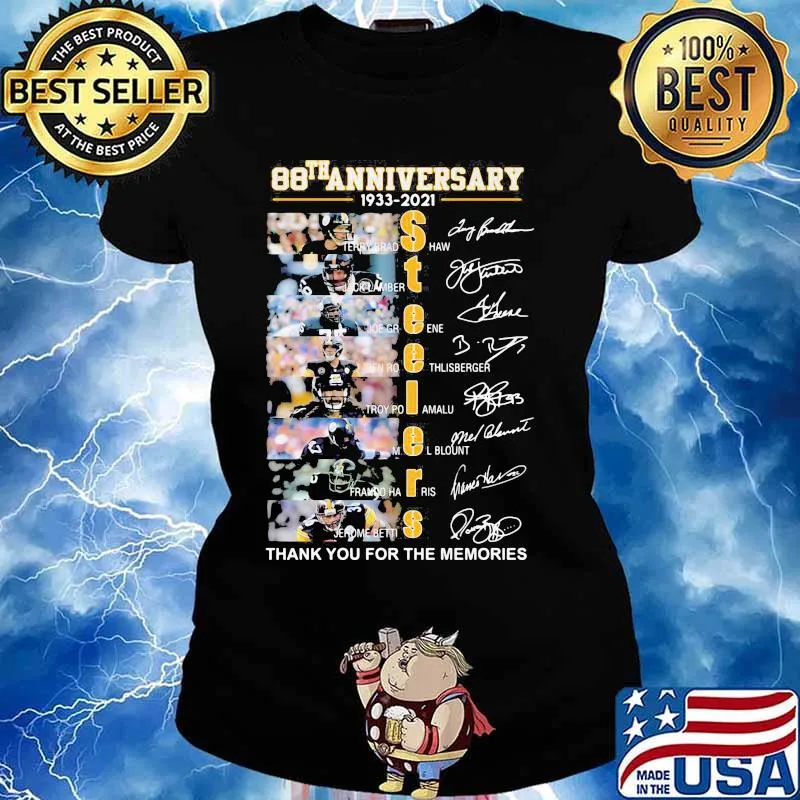 88th Anniversary 1933 2021 Steelers Thank You For The Memories Signature Player Team Shirt Ladies tee