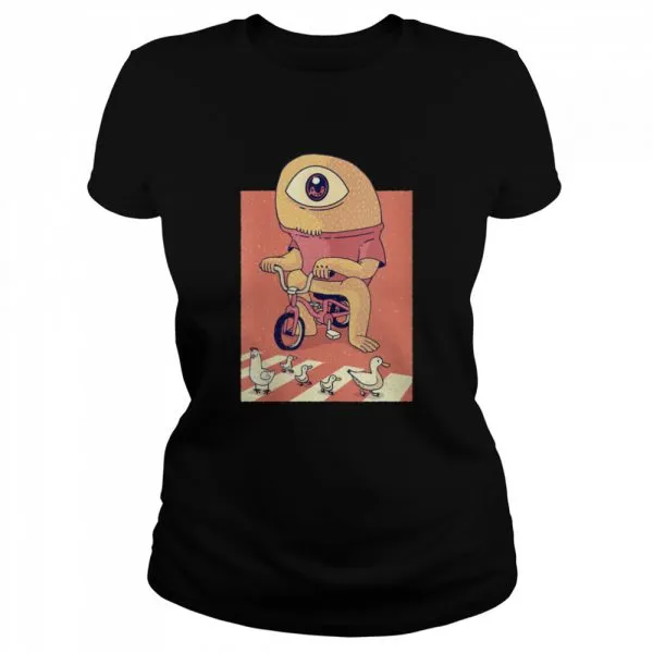 Alien Cycologist Watching Chickens shirt - Image 2