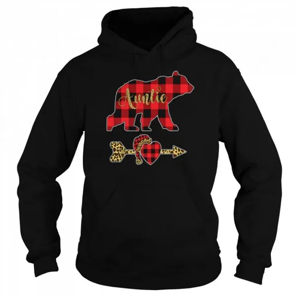 Auntie Bear Leopard Buffalo Plaid Christmas Pajama shirt - Image 5