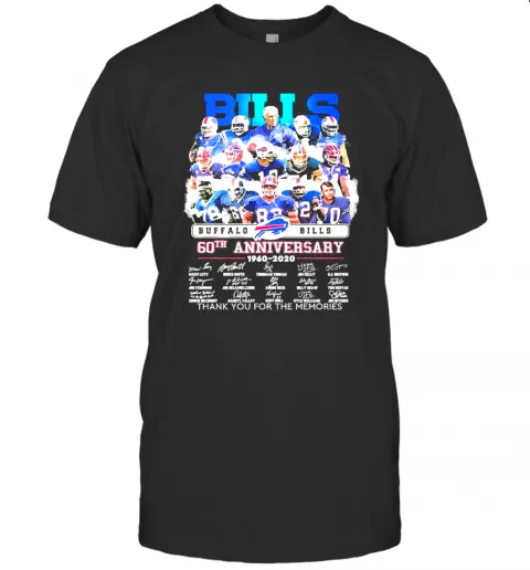 Buffalo Bills 60Th Anniversary Thank You For The Memories Signatures T-Shirt Classic Mens T-shirt