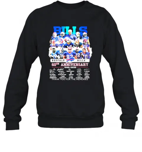 Buffalo Bills 60Th Anniversary Thank You For The Memories Signatures T-Shirt Classic Mens T-shirt - Image 5