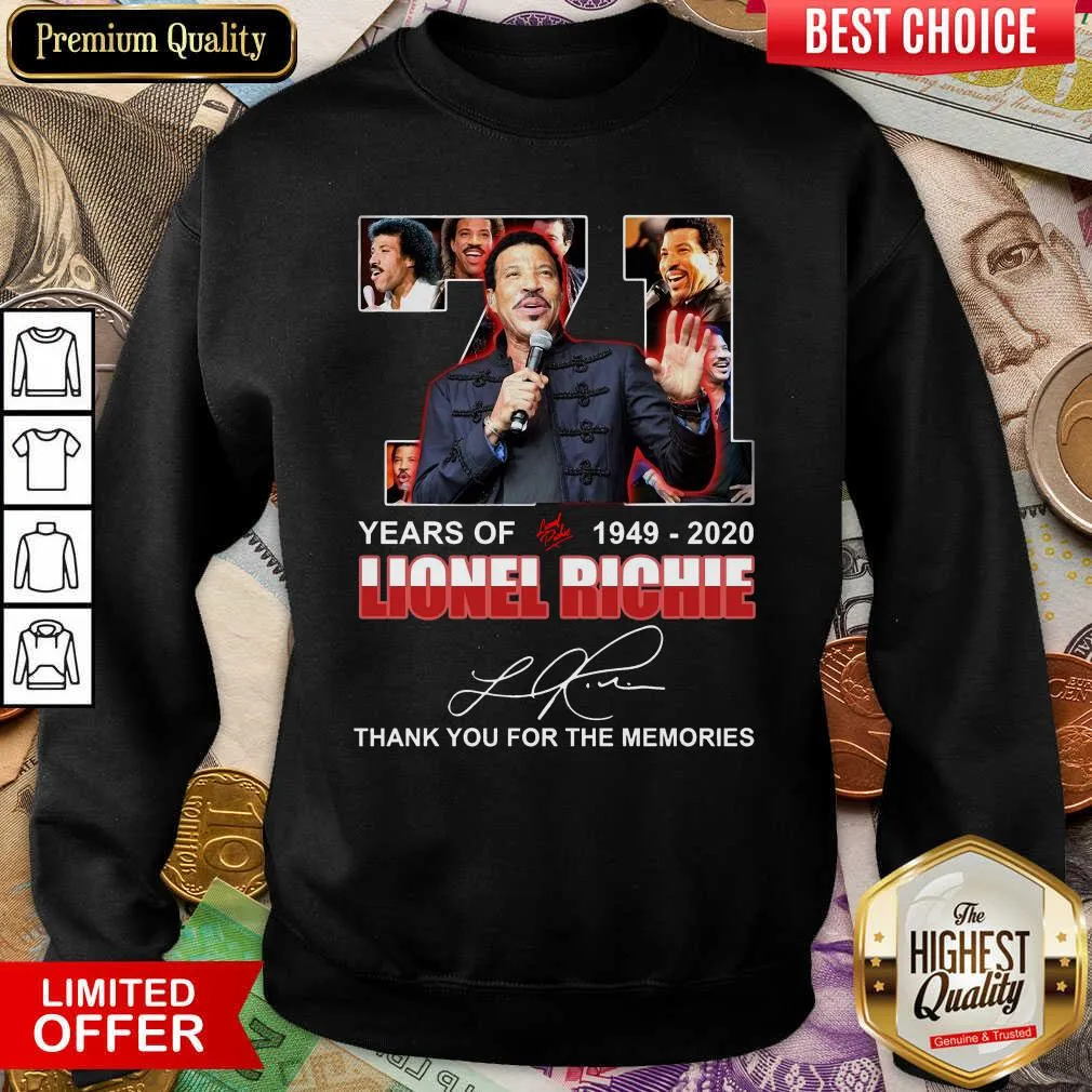 Cute 71 Year Of 1949 2020 Lionel Richie Signature Thank You For The Memories Shirt - Image 4
