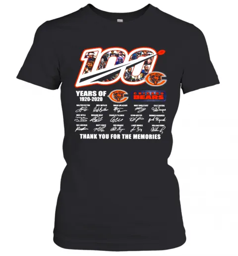 Chicago Bears 100 Years Of 1920 2020 Thank You For The Memories Signatures T-Shirt Classic Mens T-shirt - Image 3