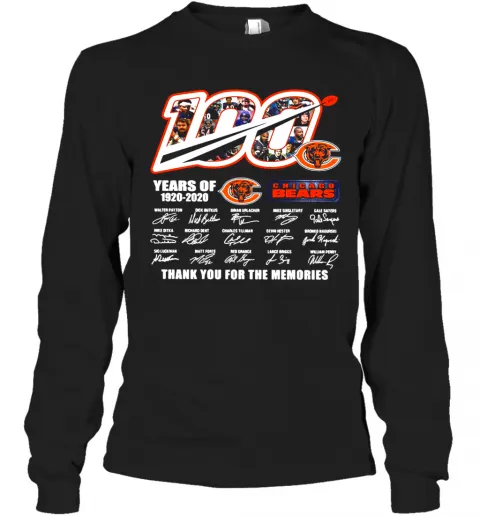 Chicago Bears 100 Years Of 1920 2020 Thank You For The Memories Signatures T-Shirt Classic Mens T-shirt - Image 4