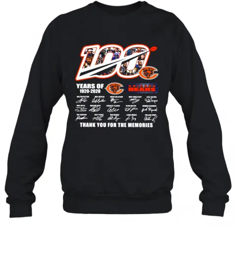 Chicago Bears 100 Years Of 1920 2020 Thank You For The Memories Signatures T-Shirt Classic Mens T-shirt - Image 5
