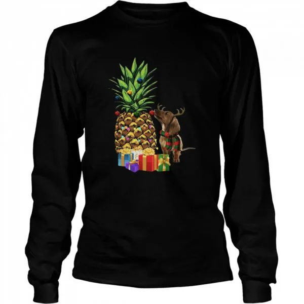 Dachshund deer Pineapple Christmas shirt - Image 3