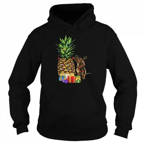 Dachshund deer Pineapple Christmas shirt - Image 5