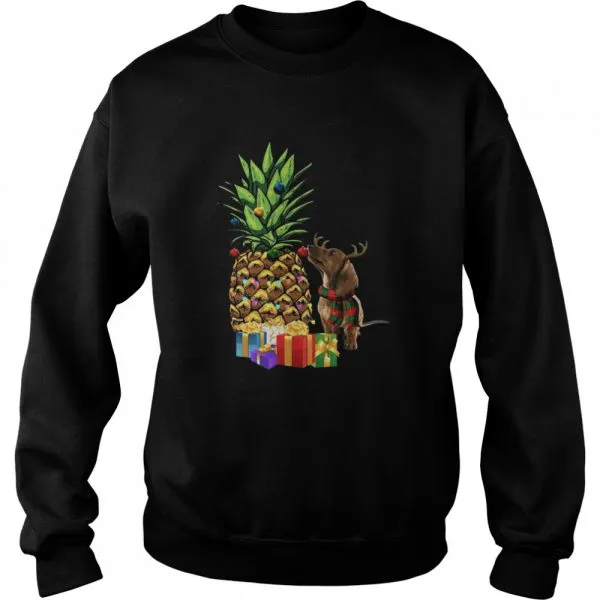 Dachshund deer Pineapple Christmas shirt - Image 4