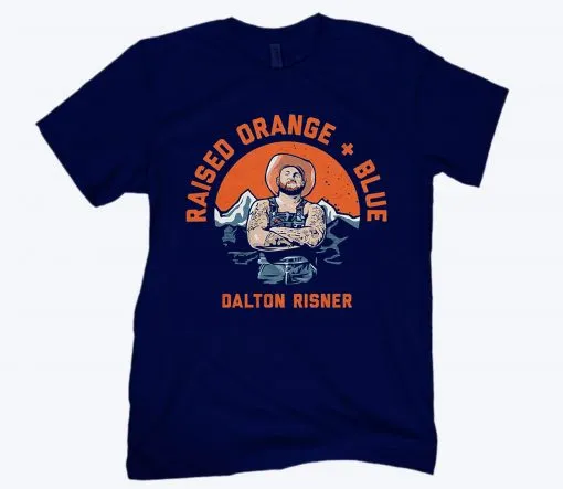 Dalton Risner Raised Orange Blue Tee Shirt - Image 2