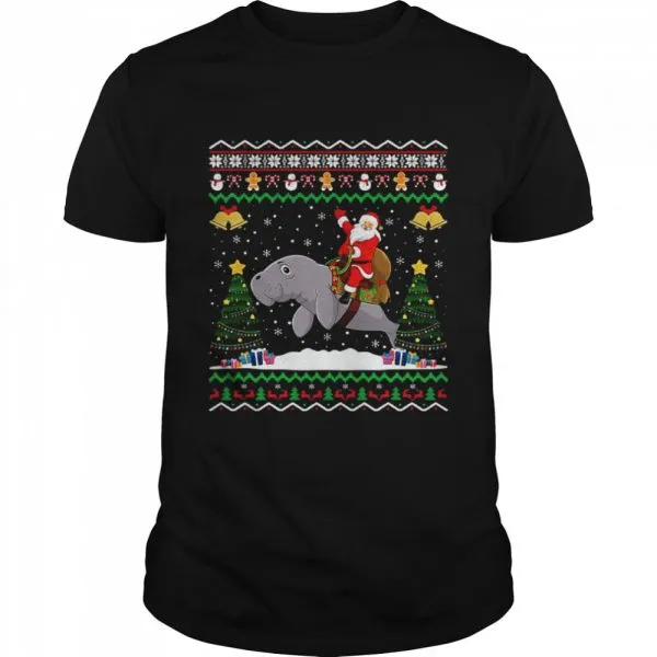 Dolphin Ugly Xmas Gift Santa Riding Dolphin Christmas Classic Mens T-shirt - Image 2