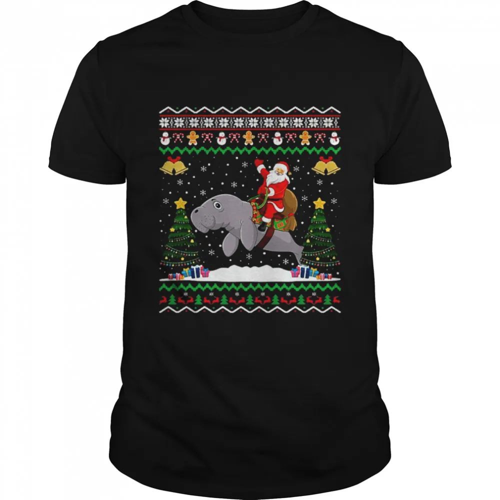 Dolphin Ugly Xmas Gift Santa Riding Dolphin Christmas Classic Mens T-shirt